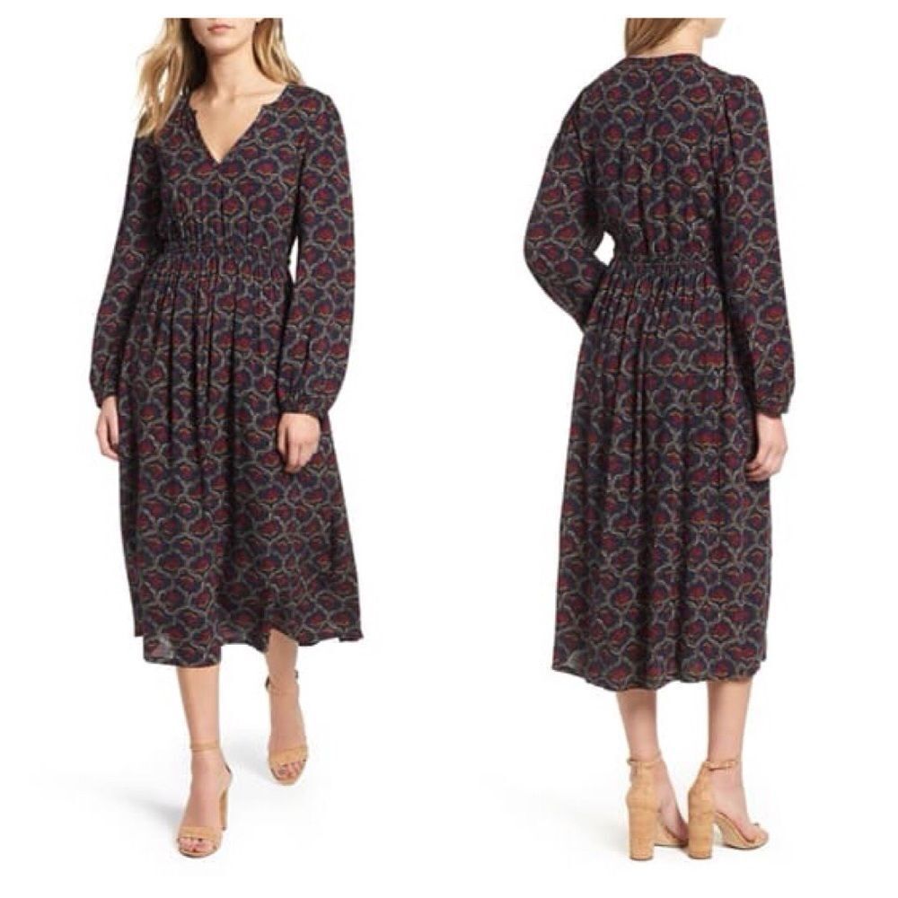 Hinge Print Midi Dress Size Large